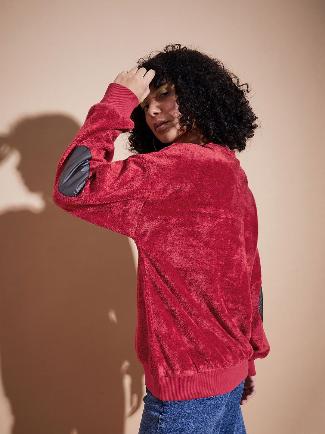 SASSAFRAS BASICS Round Neck Long Sleeves Oversized Fleece Pullover Sweatshirt