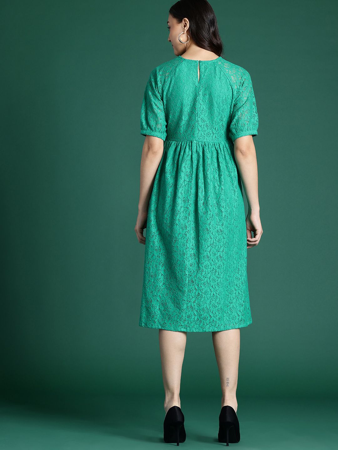DressBerry Floral Lace Fit & Flare Dress