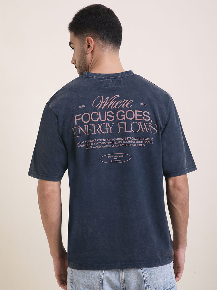 Difference Of Opinion Men Oversized Acid Wash Printed Tshirt