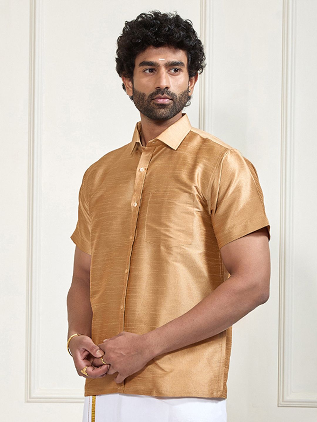 VASTRAMAY Premium Spread Collar Casual Shirt