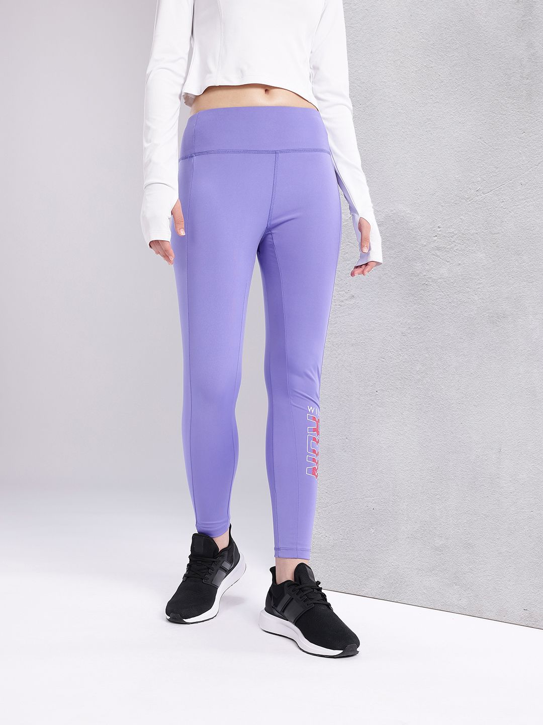 HRX by Hrithik Roshan Women Typography Print Rapid-Dry Running Tights