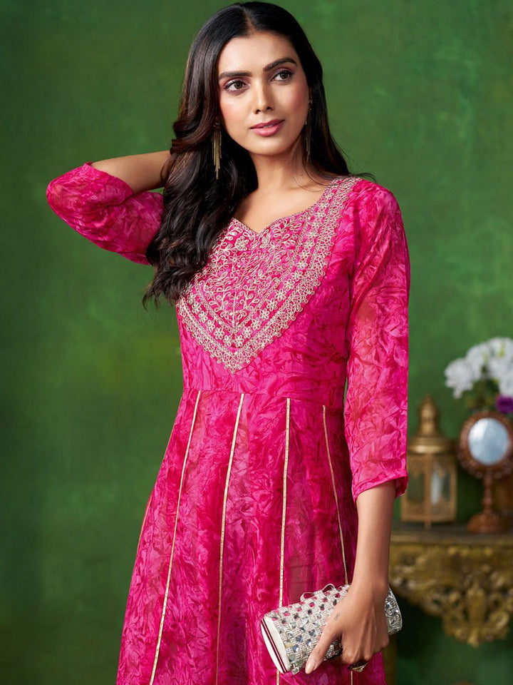 KALINI Ethnic Motifs Fit and Flare Ethnic Dress
