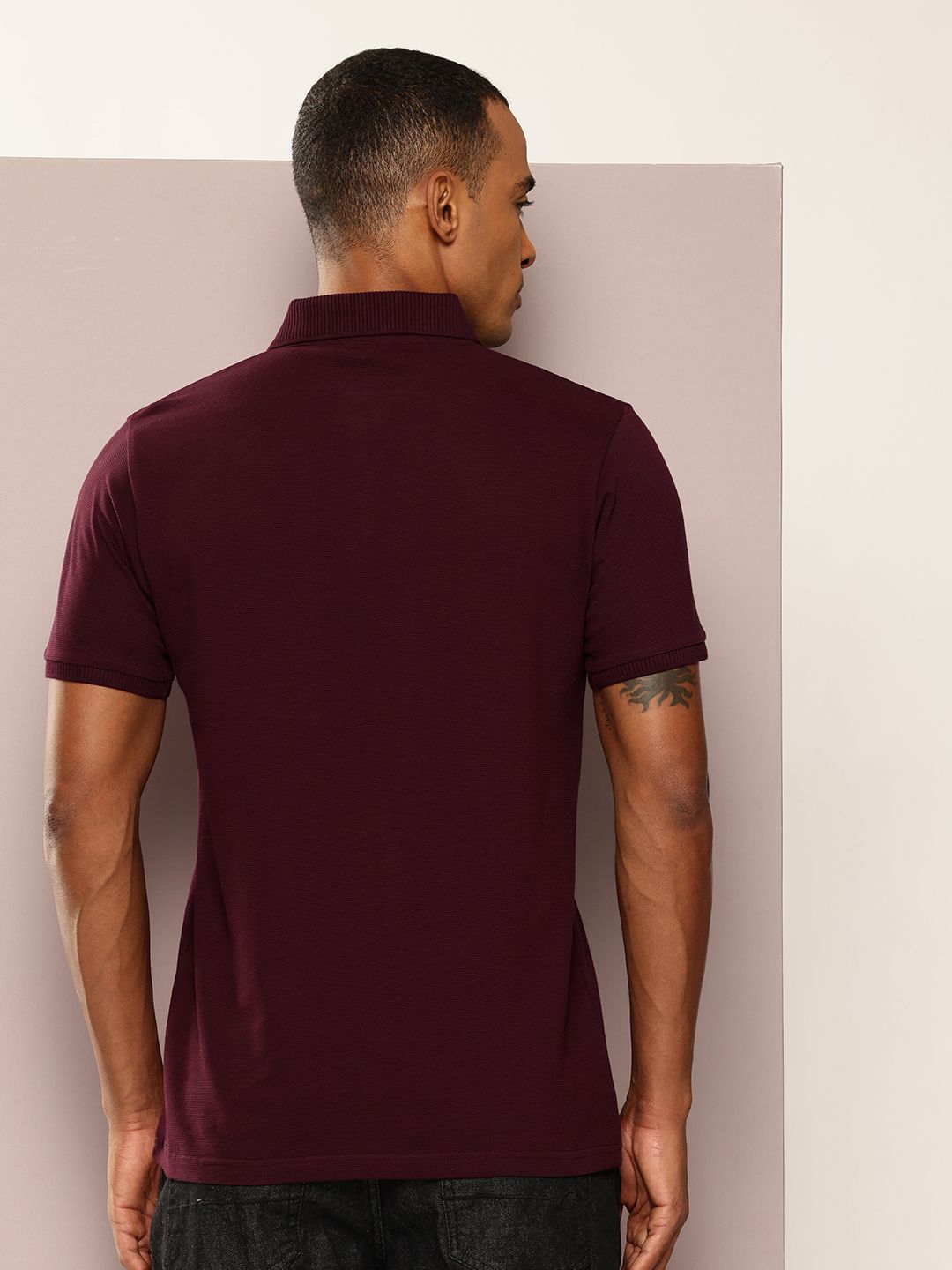 DILLINGER Men Polo Collar Honeycomb Structure T-shirt