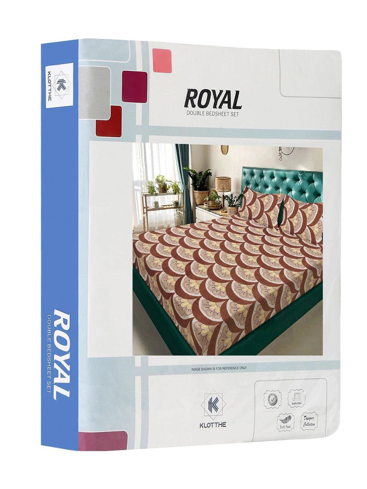 Moda Rapido X KLOTTHE Bunga Coklat & Berwarna Krim Cadar King 300 TC dengan 2 Sarung Bantal