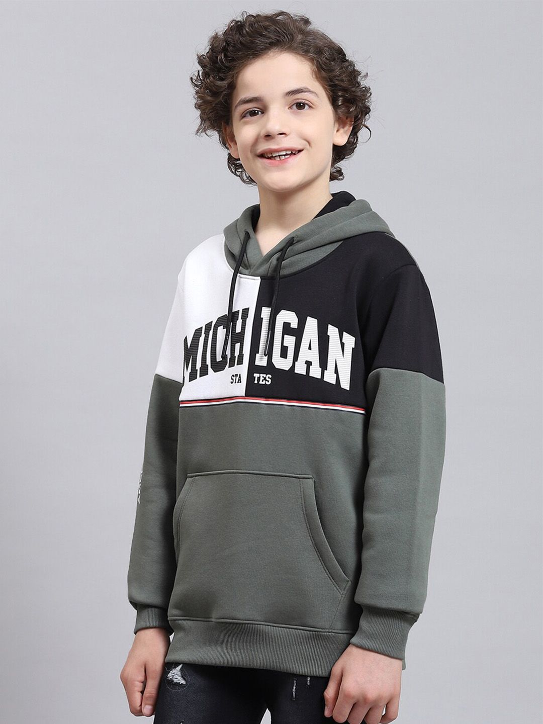 Monte Carlo Boys Typography Printed Hooded Pullover
