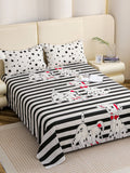 Story@home White Black Cotton 210 TC 1 King Double Bedsheet with 2 Pillow Covers