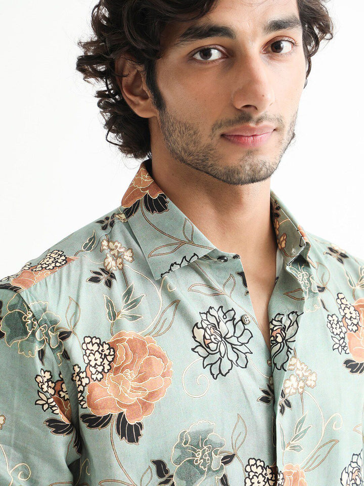 RARE RABBIT Men Nord Regular Fit Floral Printed Cotton Shirt
