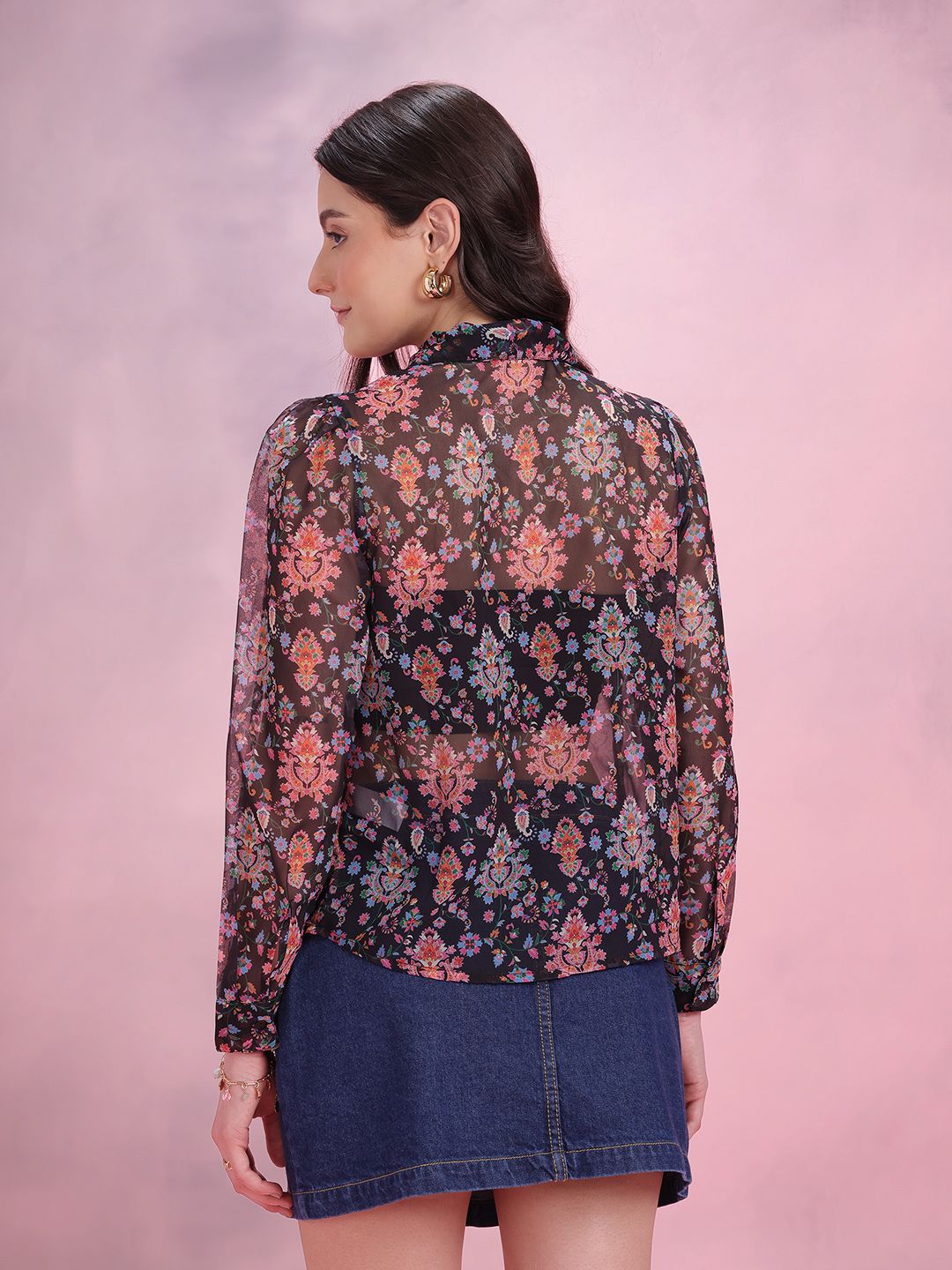 DressBerry Women Printed Semi Sheer Casual Shirt