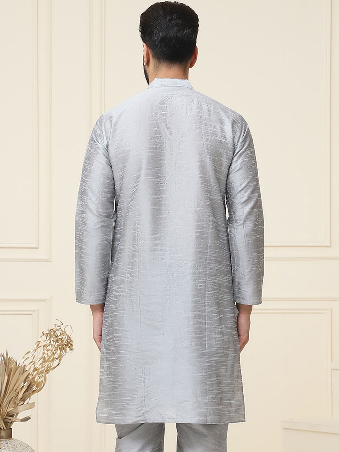 SOJANYA Lelaki Grey Solid Kurta Lurus