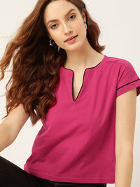 DressBerry Pink Solid Regular Top