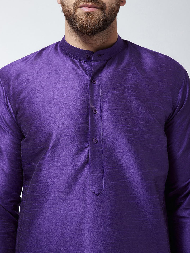 SOJANYA Lelaki Ungu Solid Kurta Lurus