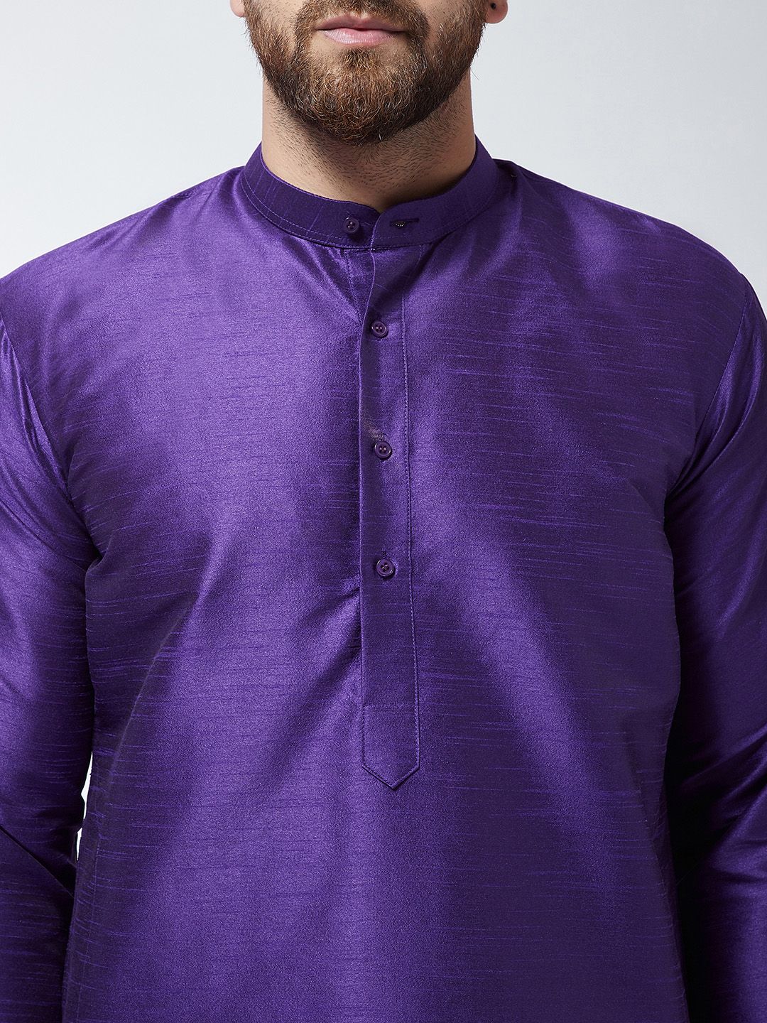 SOJANYA Lelaki Ungu Solid Kurta Lurus