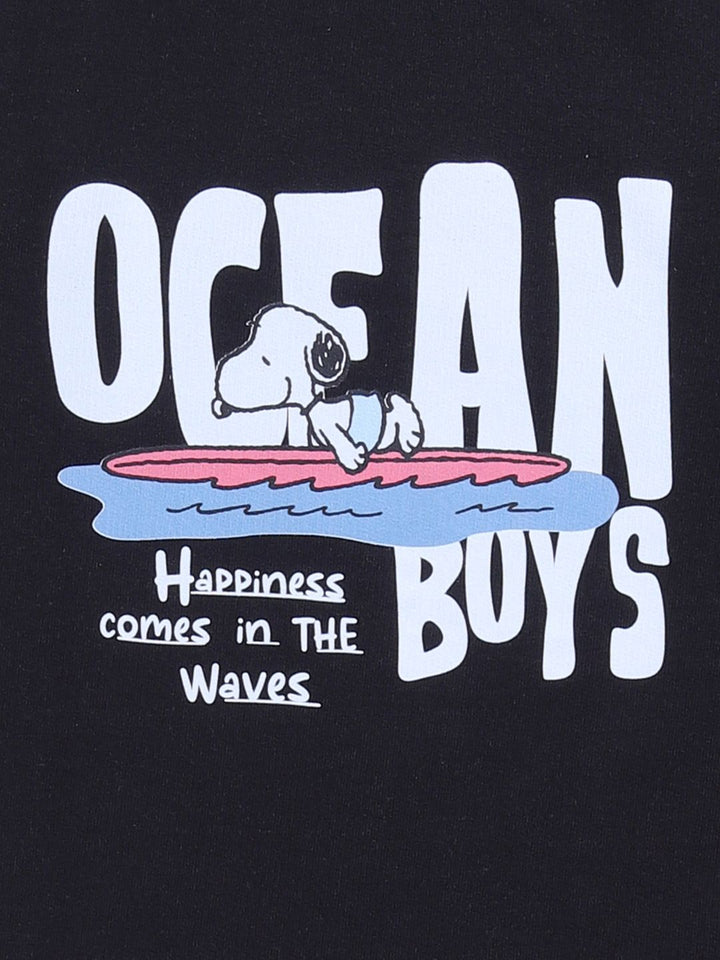 Happy Faces Boys Snoopy Printed Pure Cotton T-shirt with Trousers
