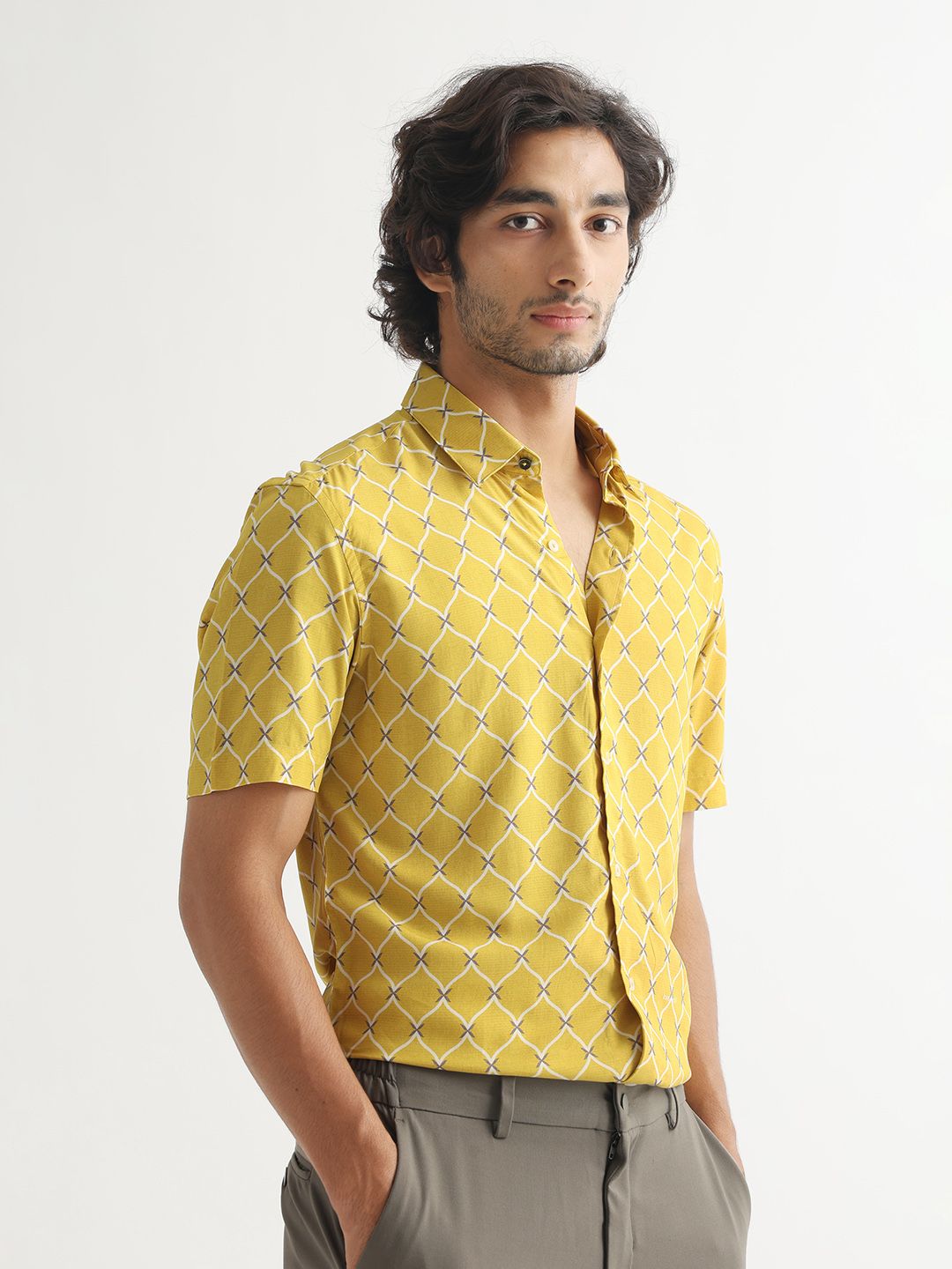 RARE RABBIT Men Braga Slim Fit Geometric Printed Shirt