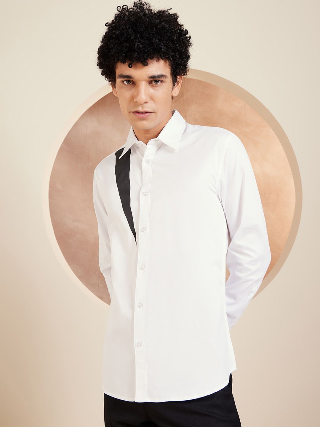DENNISON Smart Spread Collar Long Sleeve Cotton Shirt