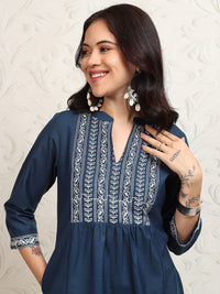 Vishudh Women Embroidered Flared Sleeves Thread Work Kurta