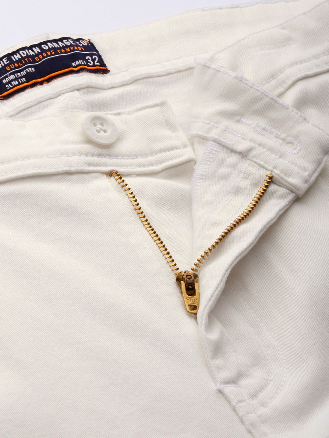 The Indian Garage Co Men White Solid Slim Fit Chinos