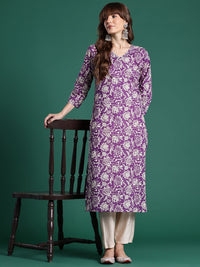 Indo Era Floral Printed Pure Cotton Kurta