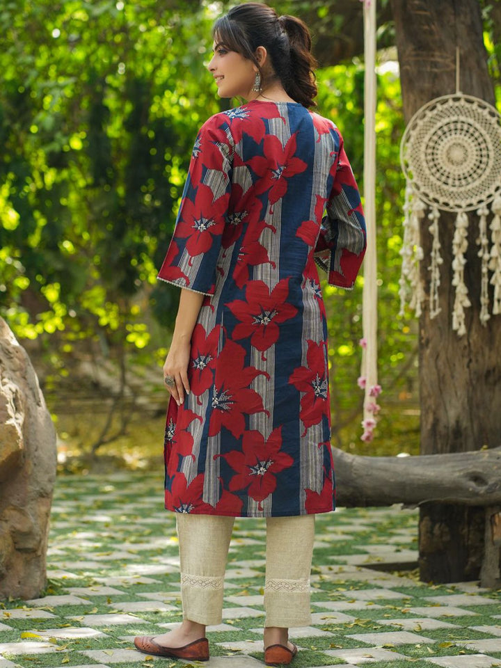 Rain &amp; Rainbow Notch Leher Bersulam Kurta Lurus