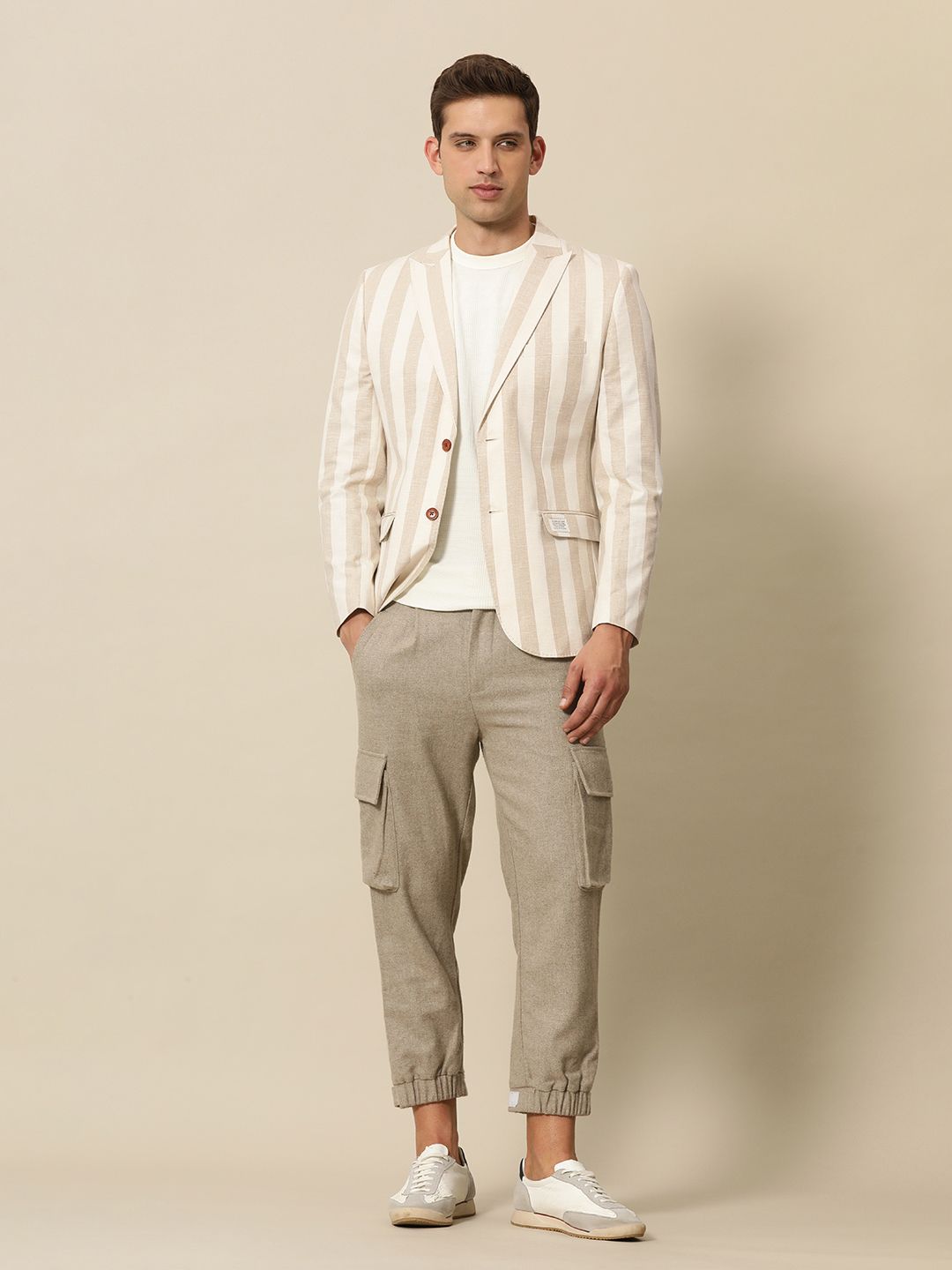 Mr Bowerbird Striped Peak Lapel Tailored Fit Casual Blazers