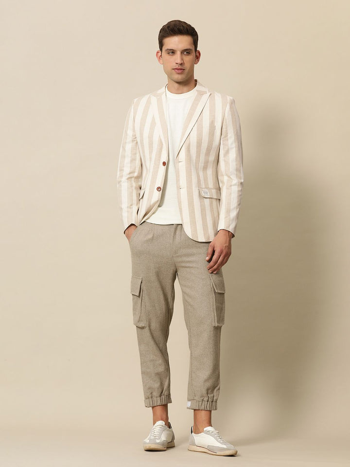 Mr Bowerbird Striped Peak Lapel Tailored Fit Casual Blazers
