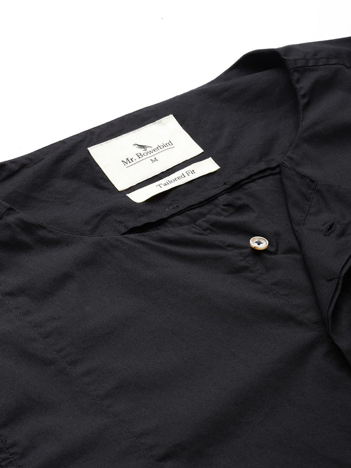 Mr Bowerbird Men Black Tailored Fit Solid Casual Shirt