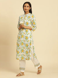 W Women Off White Straight Fit Ethnic Trouser