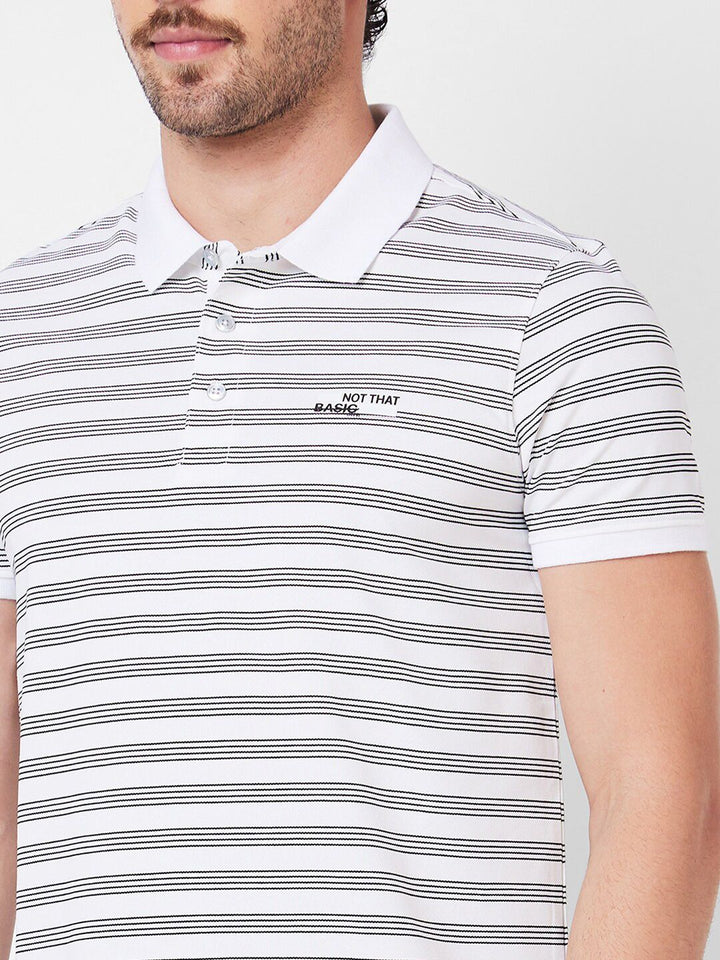 SPYKAR Striped Polo Collar Cotton Slim Fit T-shirt