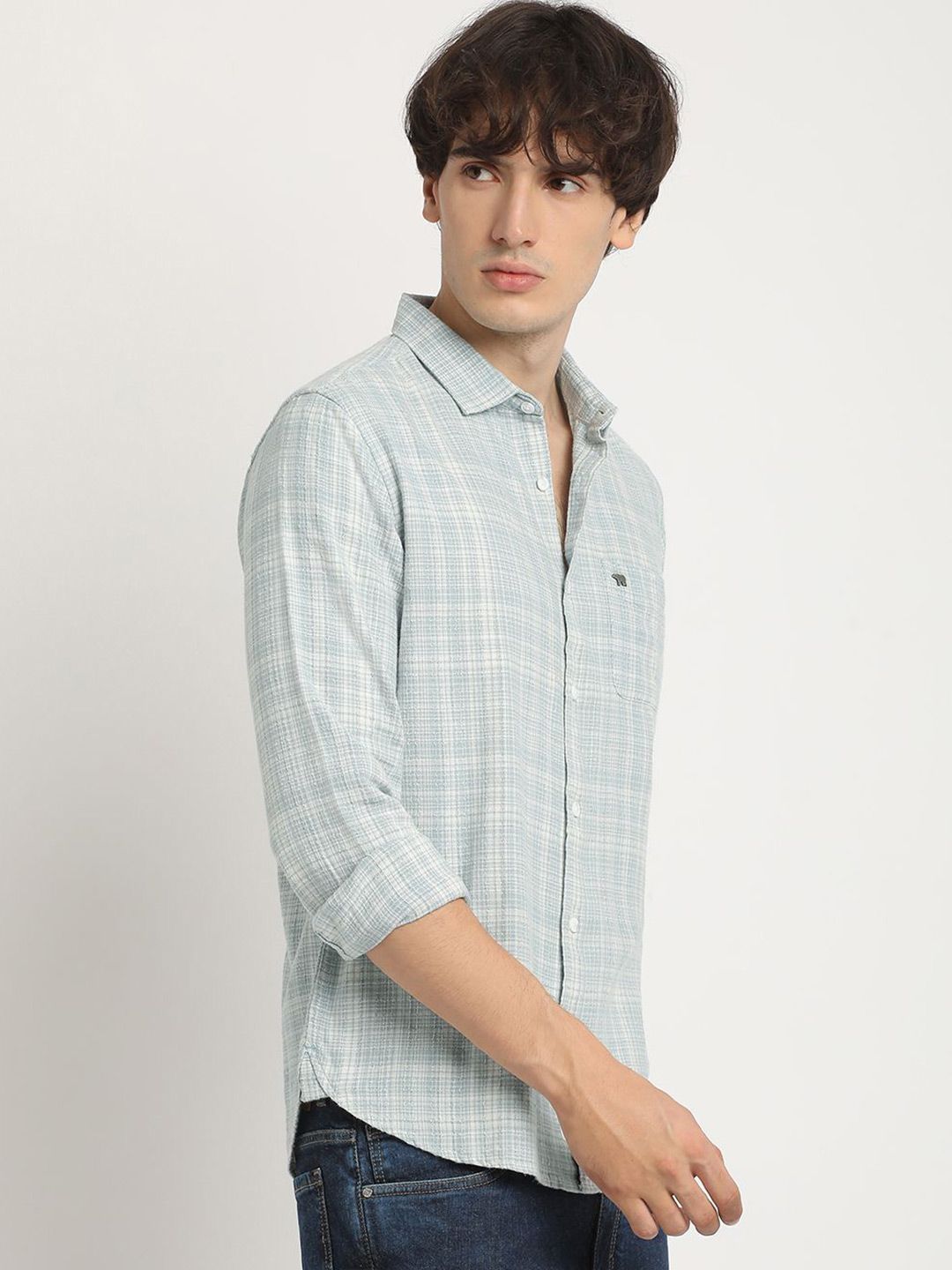 THE BEAR HOUSE Men's Checkered Slim Fit Casual Shirt