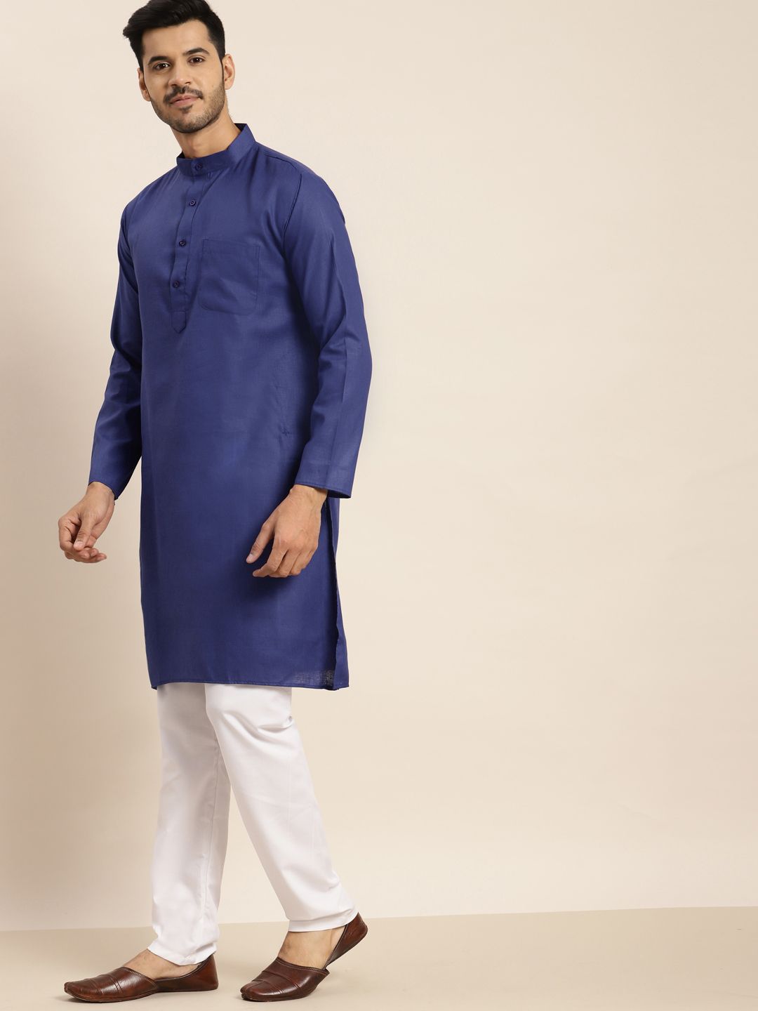 Anug by SOJANYA Men Blue Solid Kurta