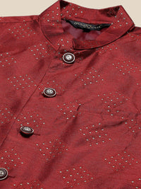 SOJANYA Mandarin Collar Straight Regular Kurta With Churidar & Nehru Jacket