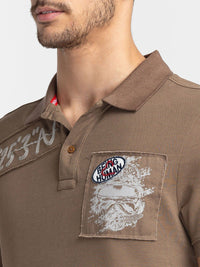 Being Human Typography Printed Applique Polo Collar T-shirt