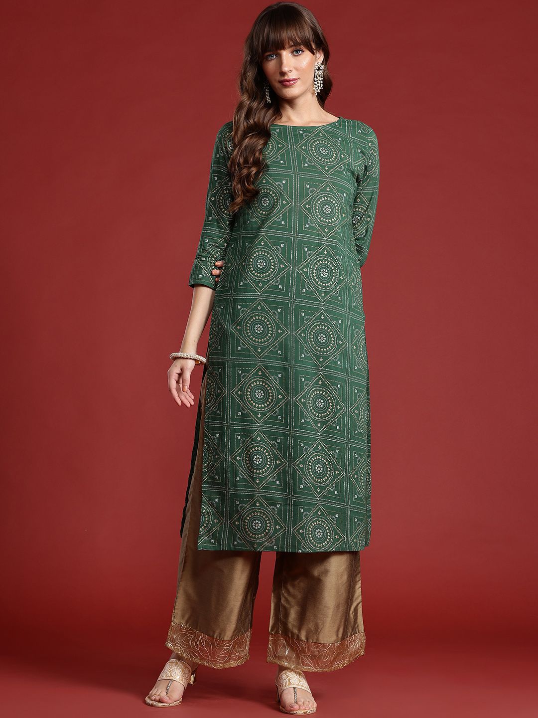 Anouk Bandhani Print A-Line Kurta