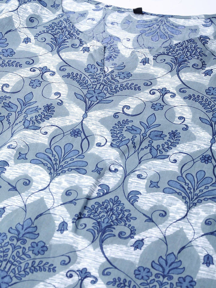 SOJANYA Women Blue Printed Straight Kurta