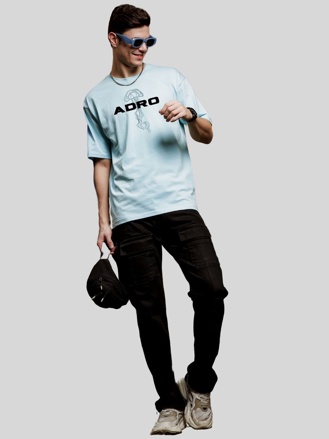 ADRO Men Graphic Printed Drop-Shoulder Sleeves Cotton Oversized T-shirt