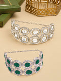 Zaveri Pearls Set of 2 Silver-Plated Austrian Diamonds Studded Wraparound Bracelets