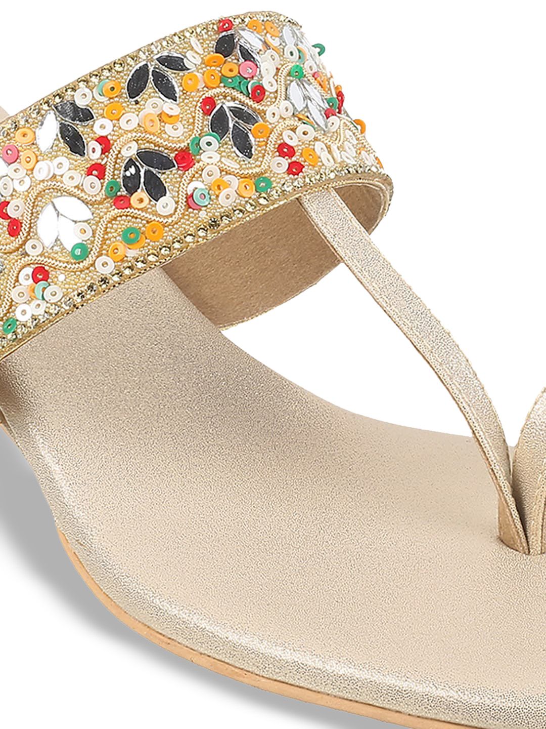 Mochi Ethnic Embellished One Toe Wedges