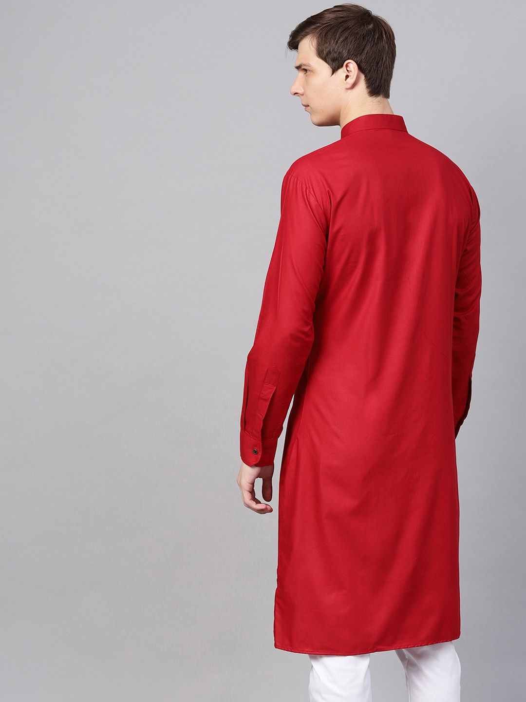 SOJANYA Men Maroon Solid Pathani Kurta