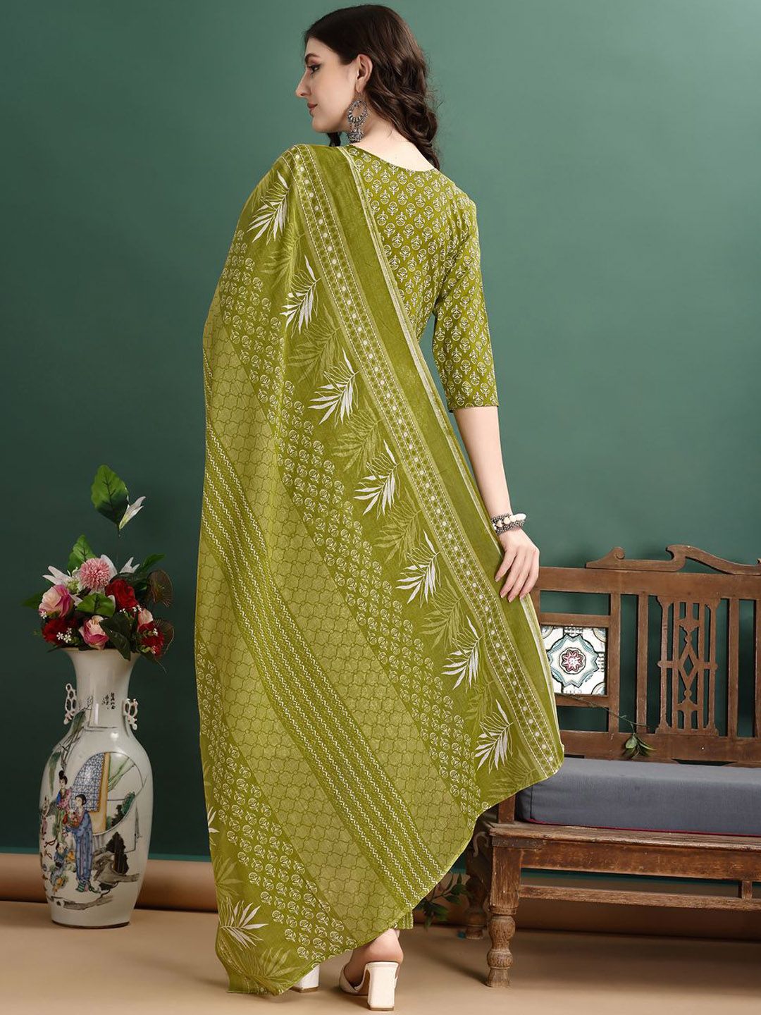 KALINI Women Ethnic Motifs Printed Regular Kurta with Trousers & Dupatta
