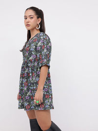 DressBerry DressBerry Live Simply Floral Printed Gathered A-Line Mini Dress