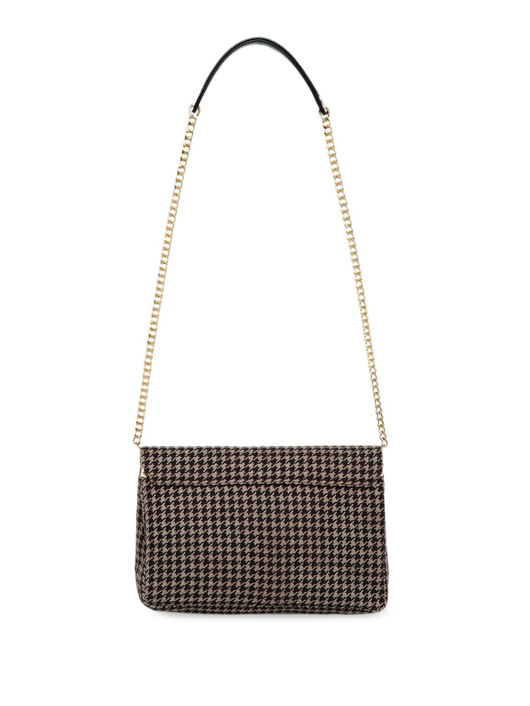Berrylush Brown Self Design Structured Sling Bag