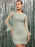 STREET 9 Embellished Net Mini Sheath Dress