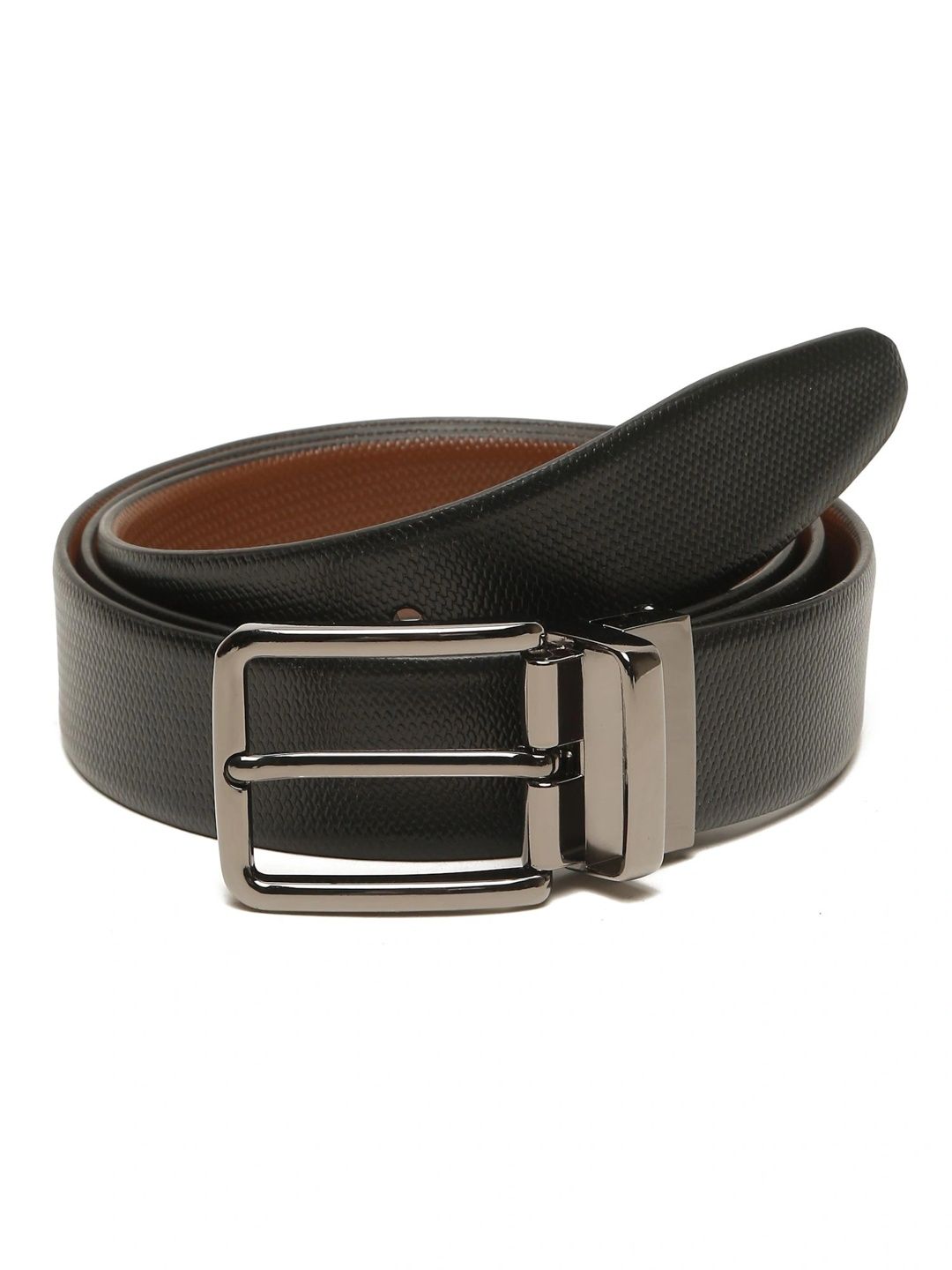 Teakwood Leathers Men Textured Leather Reversible Formal Belt