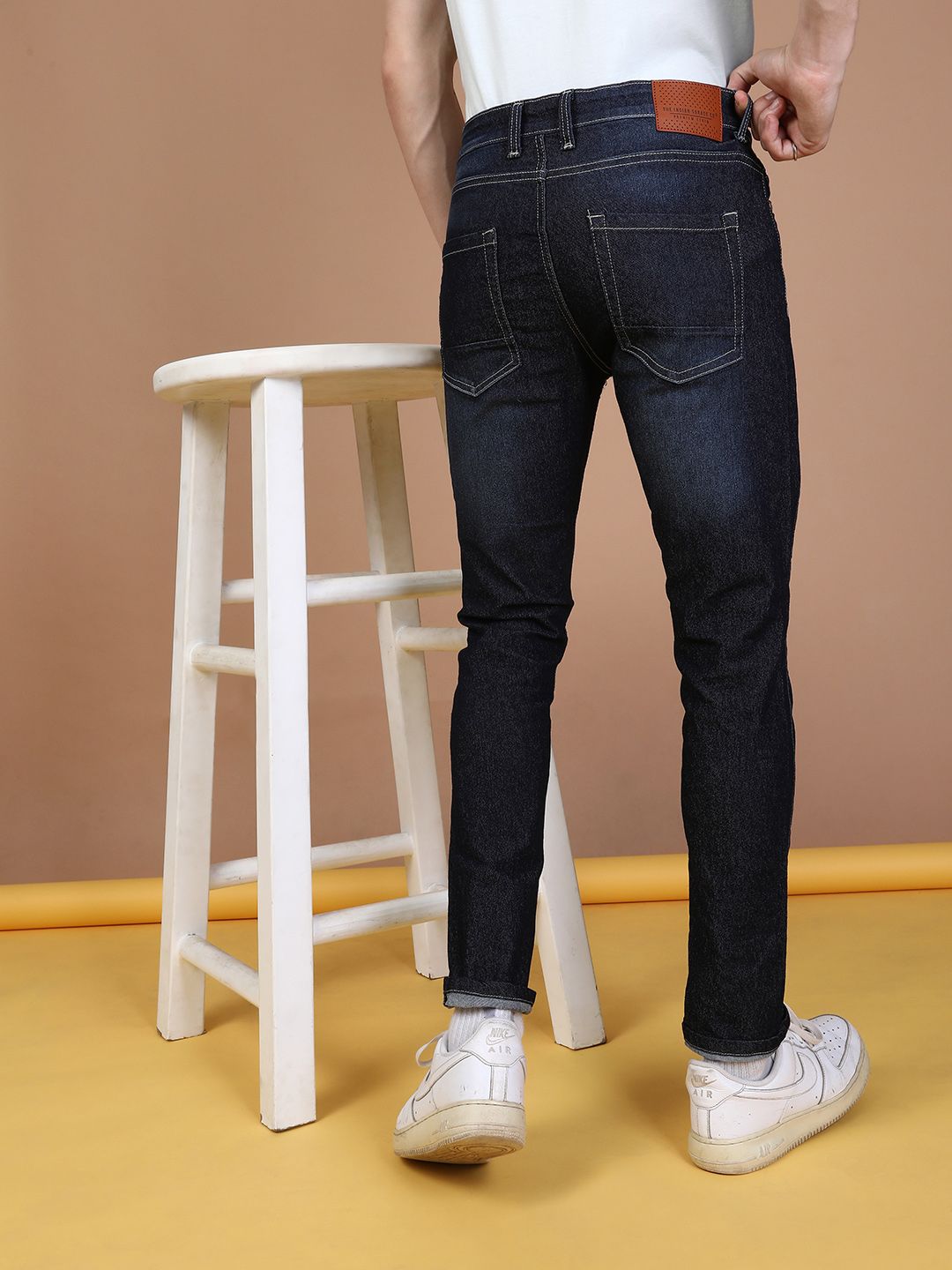 The Indian Garage Co Men Navy Blue Slim Fit Mid-Rise Clean Look Jeans