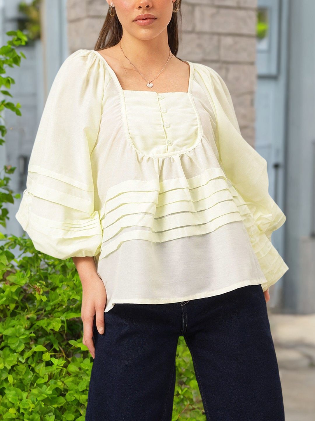 DressBerry Effortless Elegance Pleated A-Line Top