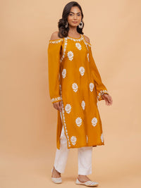 House of Kari Women Chikankari Muslin Kurta