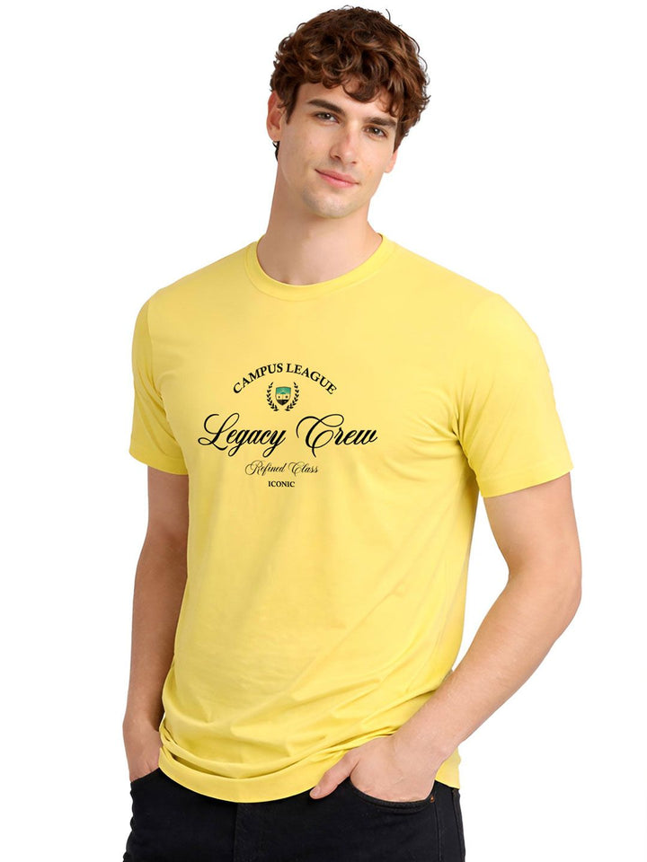 ADRO Typography Printed Round Neck Short Sleeves Regular Fit Pure Cotton T-shirt