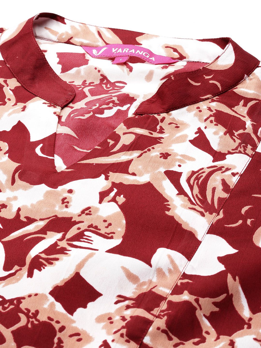 Varanga Floral Printed Mandarin Collar Crepe Kurta