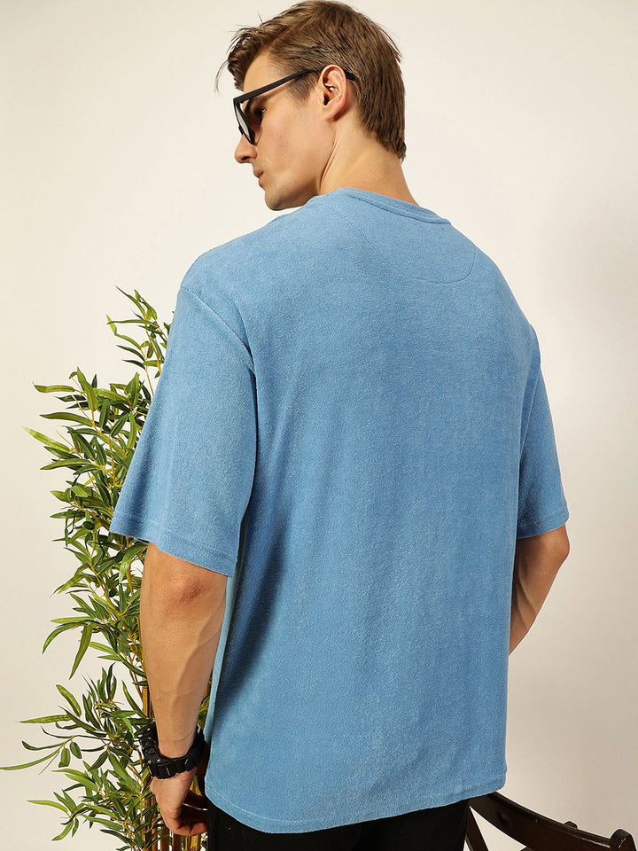 Thomas Scott Men's Solid Round Neck Oversized Casual T-shirt