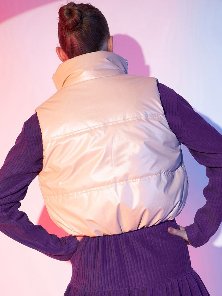 STREET 9 Stand Collar Sleeveless Crop Padded Jacket